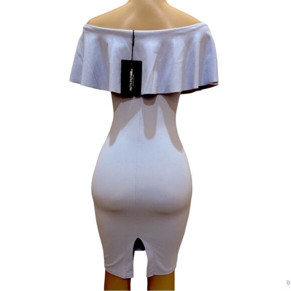 NWT- Pretty little thing Celinea Dusty Blue Bardot Frill Midi Dress - Picture 4 of 10